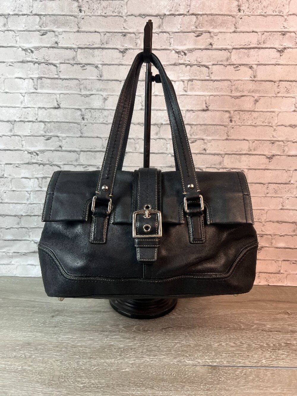 Vintage Coach Hamilton Satchel Black  leather. F12604